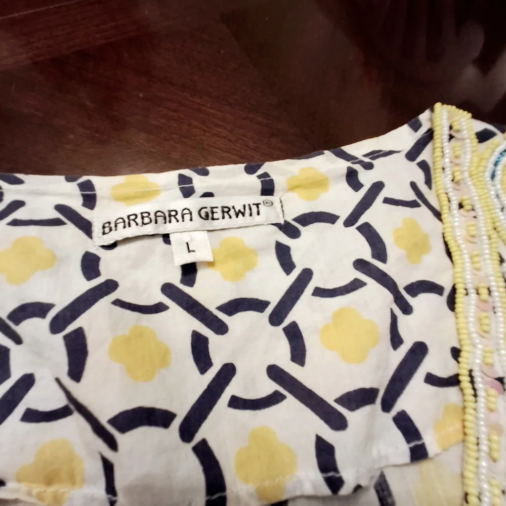 Barbara Gerwit Embellished Geometric Print Cover-Up Tunic Top Women Size Large - Picture 13 of 16